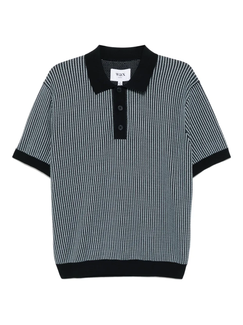 ladder stripe knitted cotton polo shirt