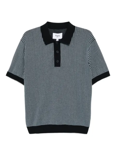 Wax London ladder stripe knitted cotton polo shirt 