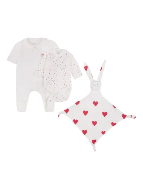 Petit Bateau heart-print organic cotton baby gift set