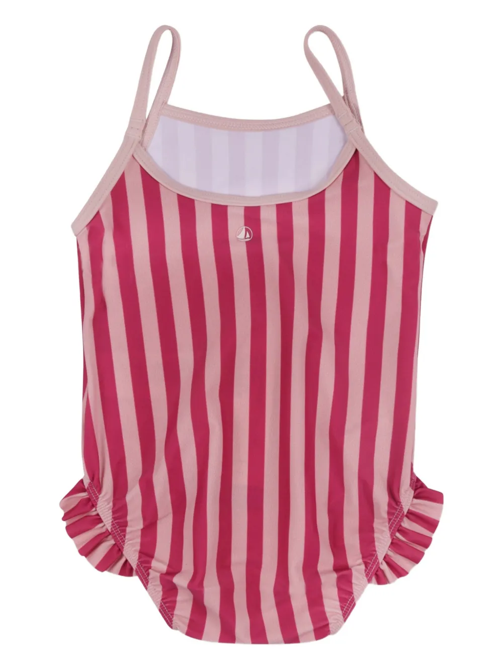 Petit Bateau striped ruffled swimsuit Roze