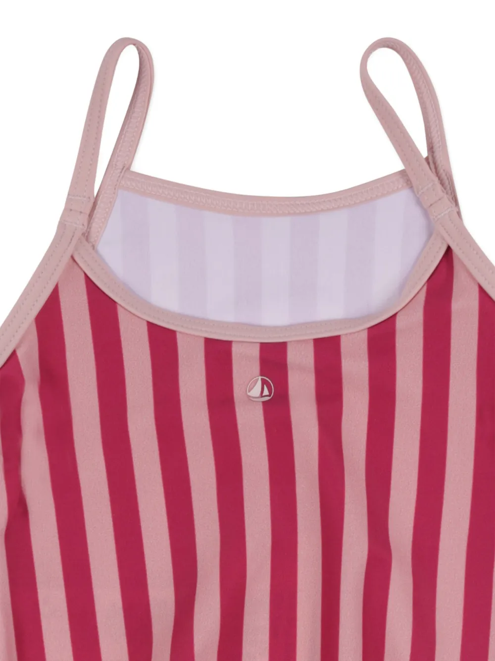 Petit Bateau striped ruffled swimsuit Roze