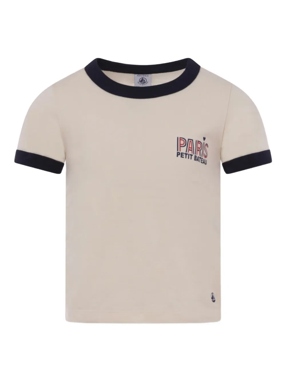 Petit Bateau Crew-neck Logo T-shirt In Nude