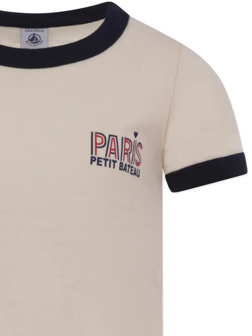 Petit Bateau Crew-neck Logo T-shirt In Nude