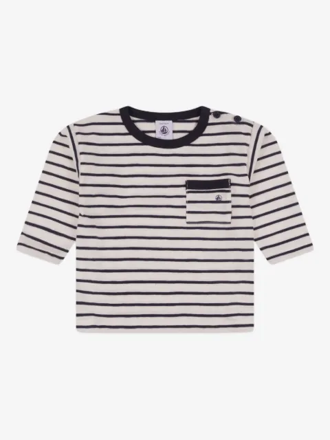 Petit Bateau playera con bolsillo y motivo de rayas