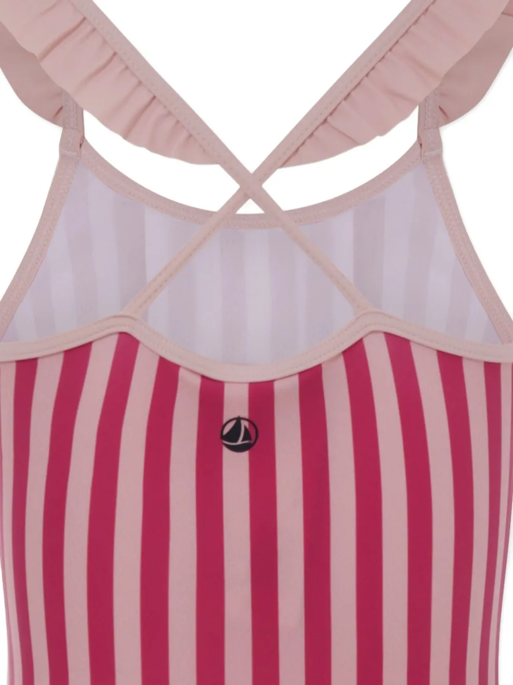 Petit Bateau ruffled striped swimsuit Roze