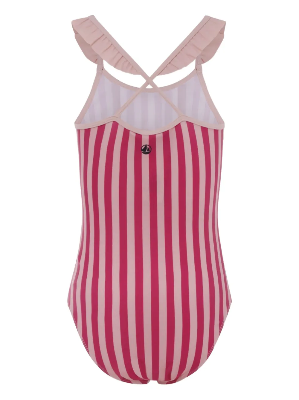 Petit Bateau ruffled striped swimsuit Roze