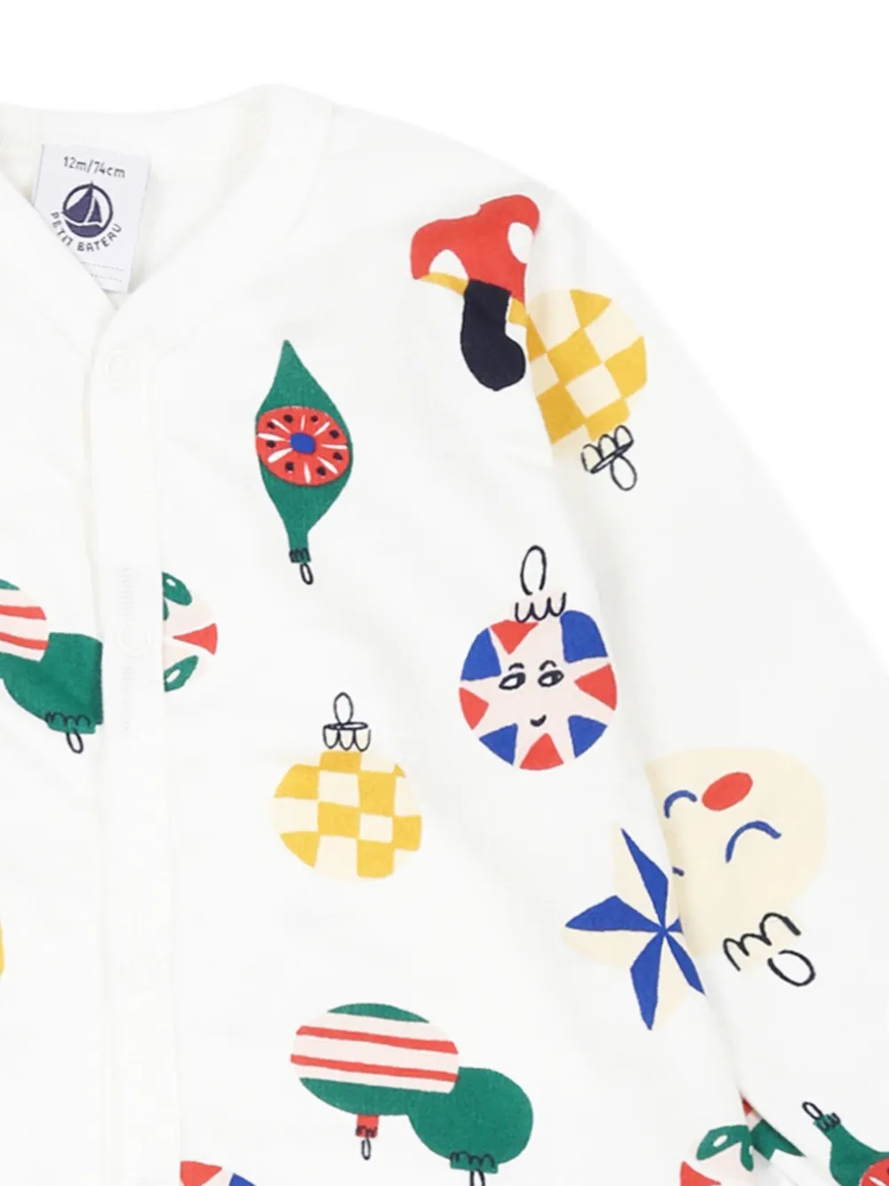 Petit Bateau ornament-print babygrow Wit