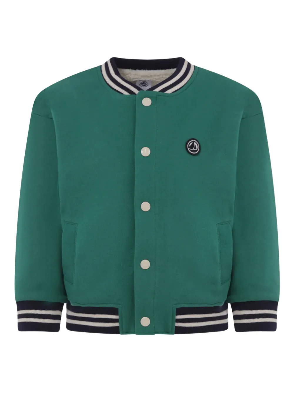 Petit Bateau button-fastening ribbed-trim bomber jacket - グリーン Petit Bateau button-fastening ribbed-trim bomber jacket - グリーン