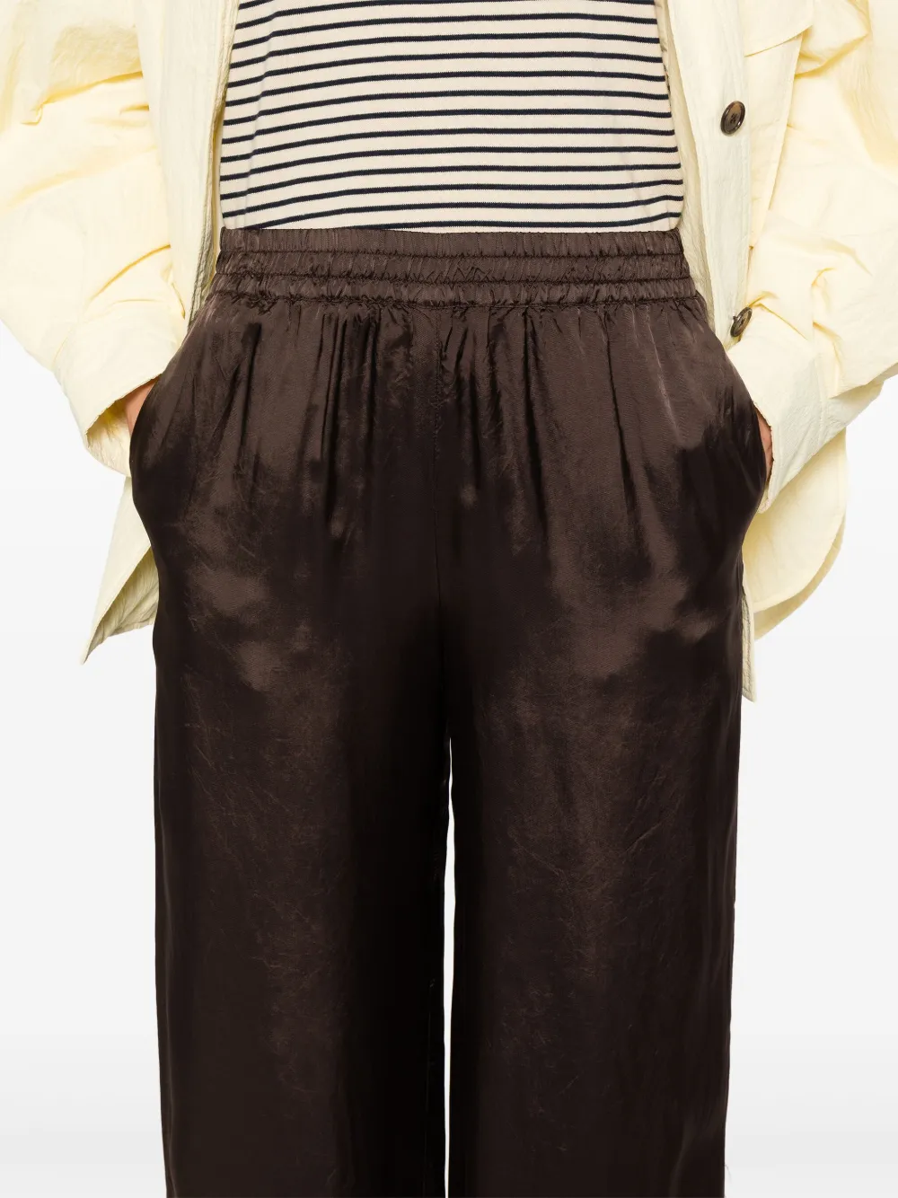 Aspesi Satin Trousers In Brown