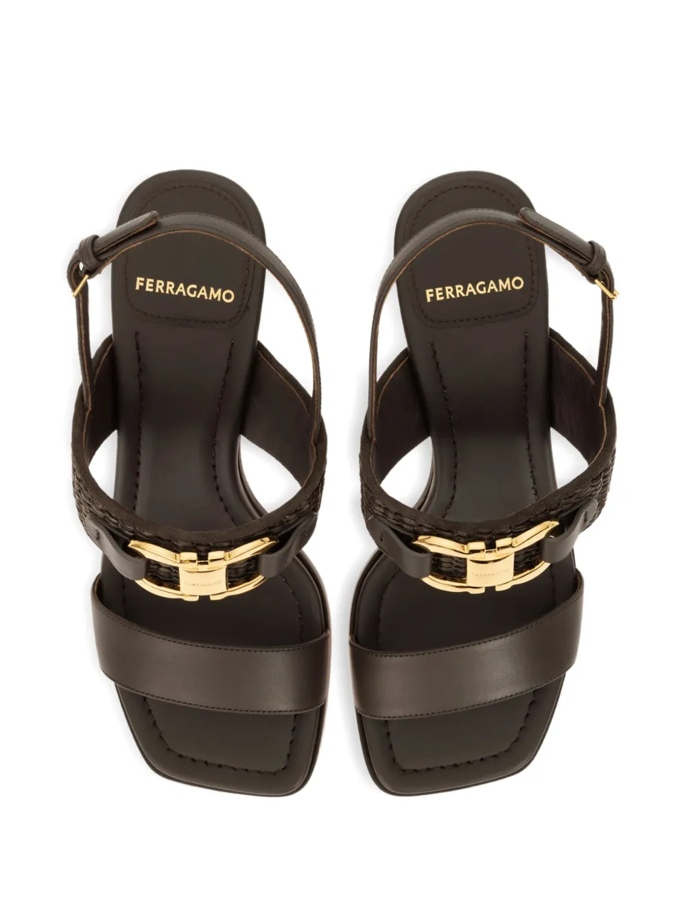 Ferragamo 55mm Gancini block-heel sandals Brown