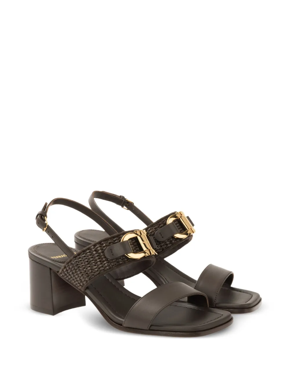 Ferragamo 55mm Gancini block-heel sandals Brown