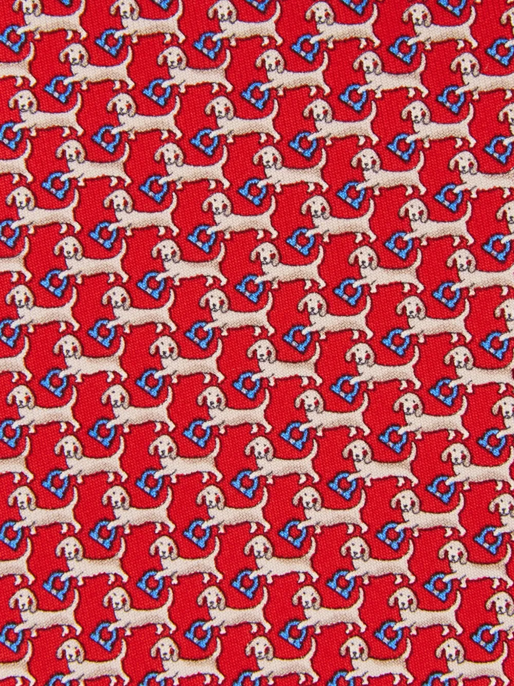 Ferragamo Zijden stropdas met dachshund-print Rood