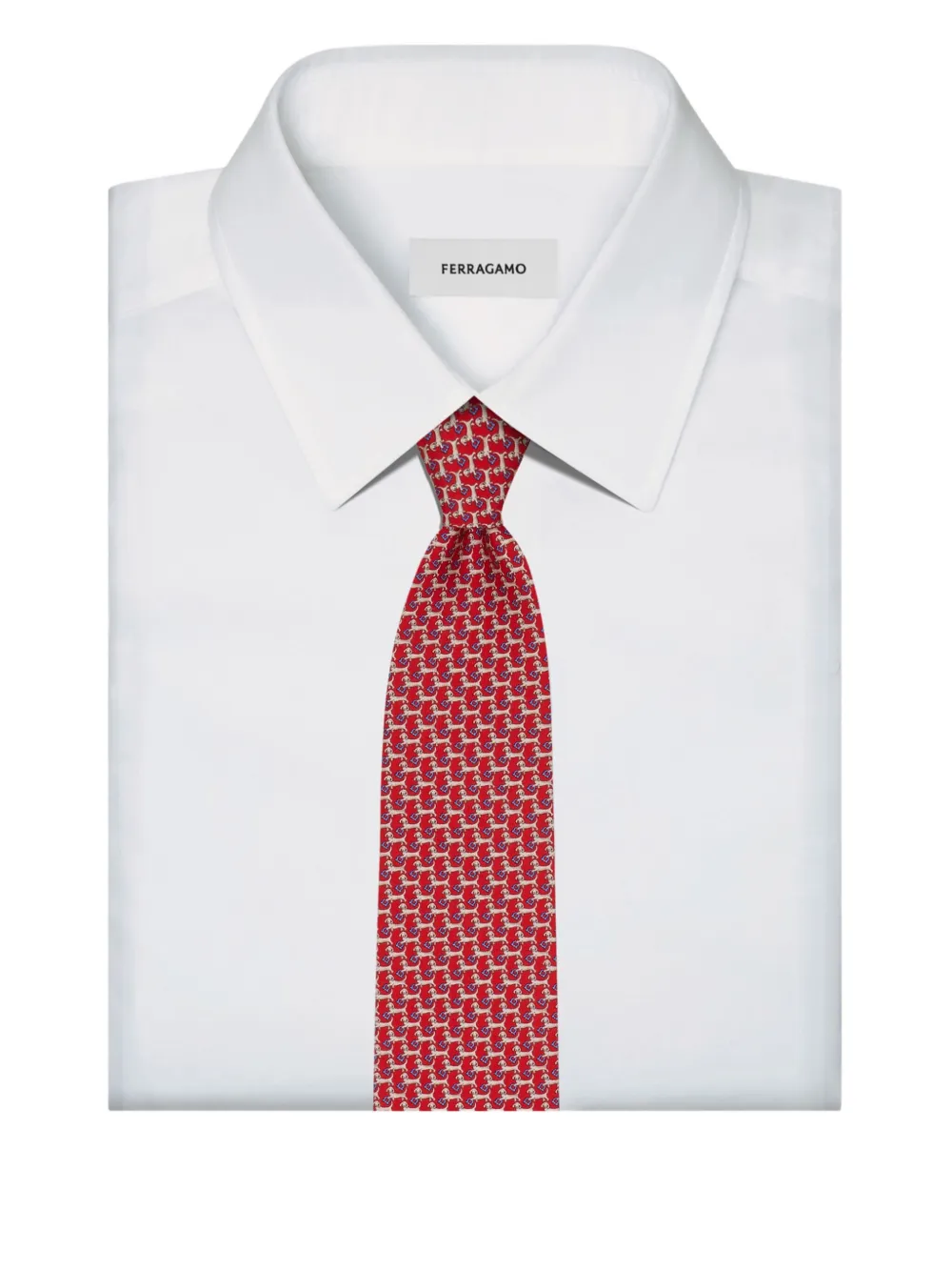 Ferragamo Zijden stropdas met dachshund-print Rood