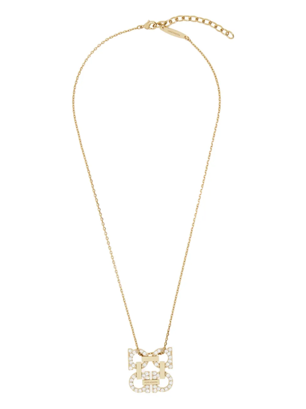 Ferragamo crystal embellished Gancini pendant necklace | Gold | Image 1