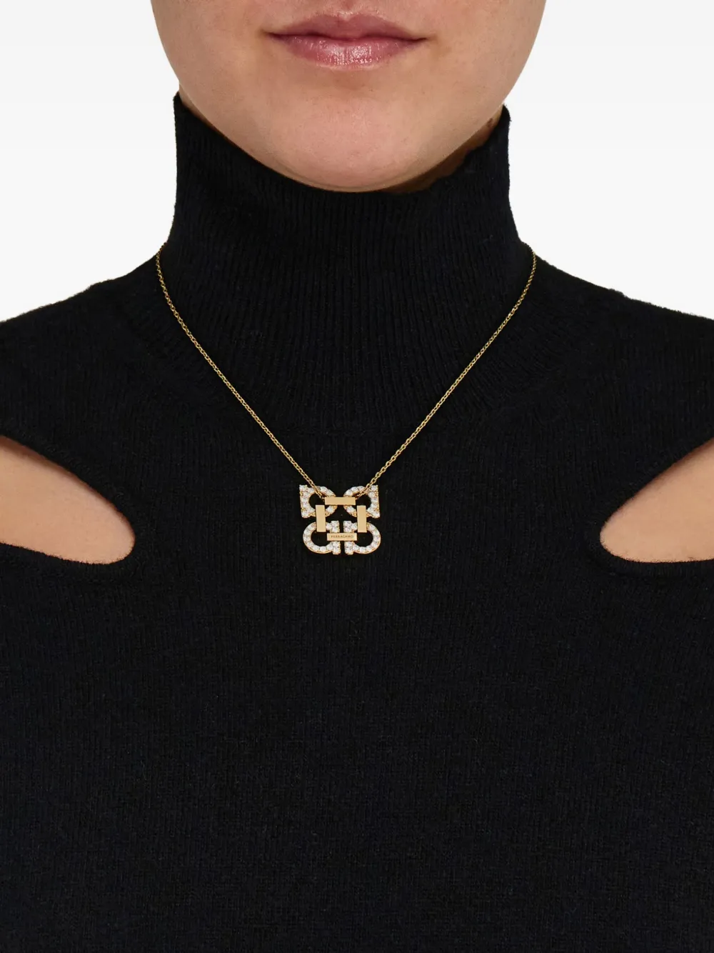 Ferragamo crystal embellished Gancini pendant necklace | Image 2