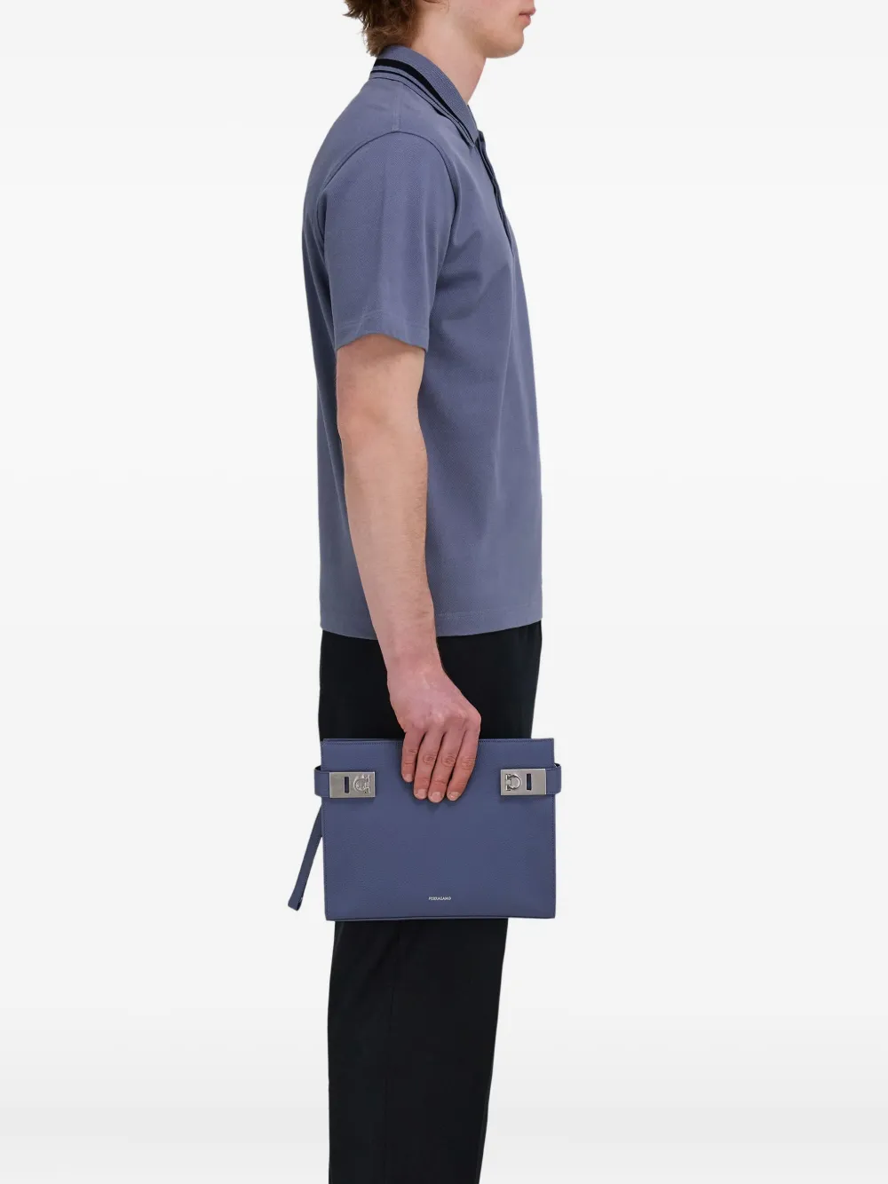 Ferragamo Clutch met gancini-gesp Grijs