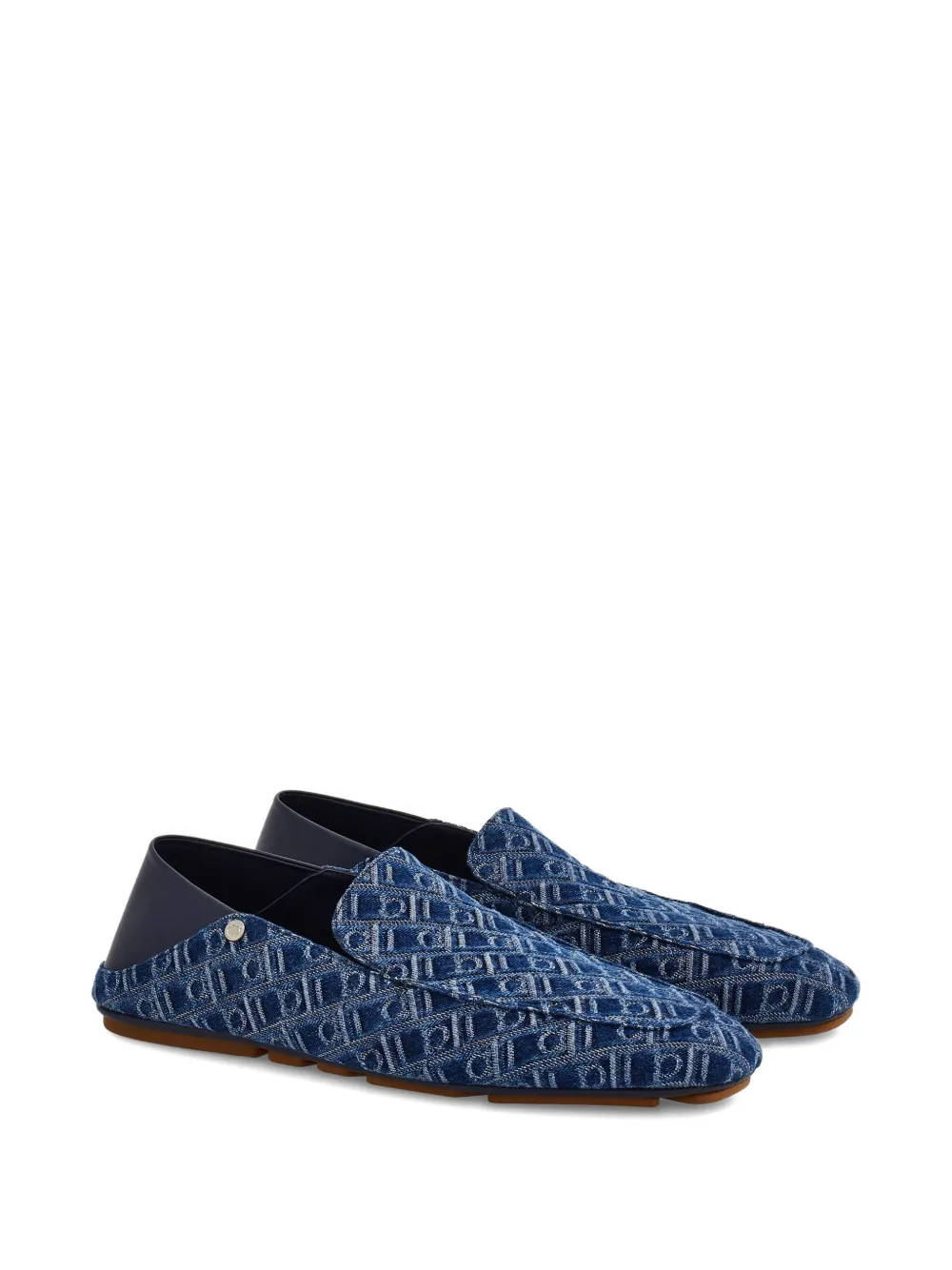 Ferragamo monogram-jacquard loafers Blue