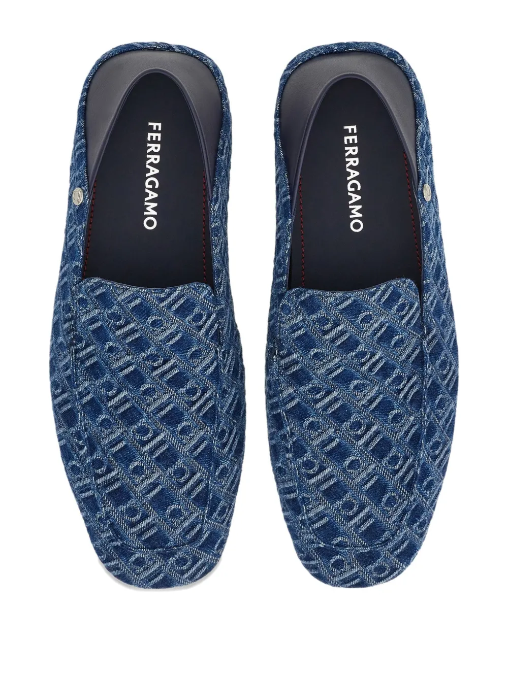 Ferragamo monogram-jacquard loafers Blue