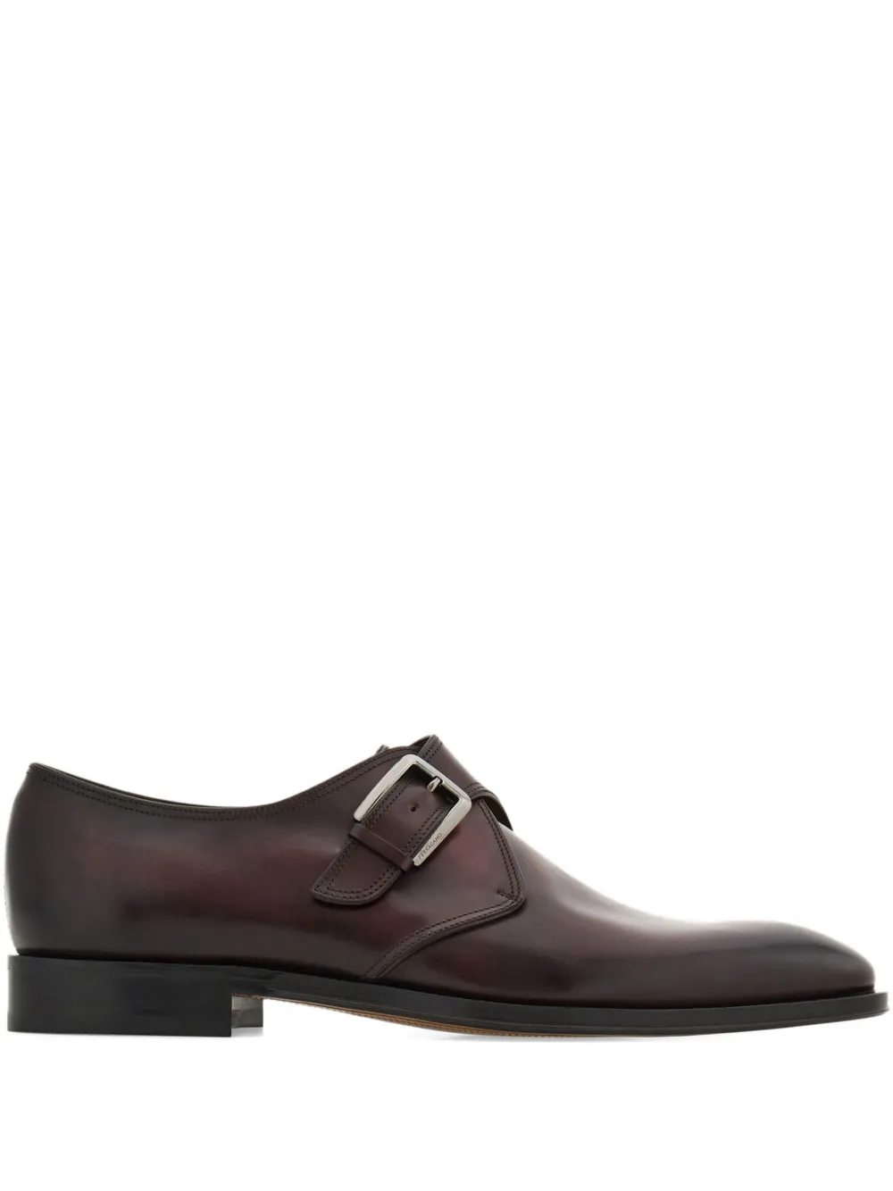 Ferragamo leather monk shoes Brown