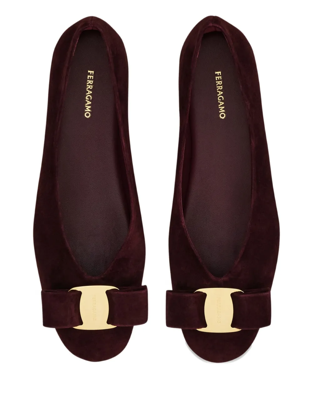 Ferragamo Vara leather ballerina shoes Red