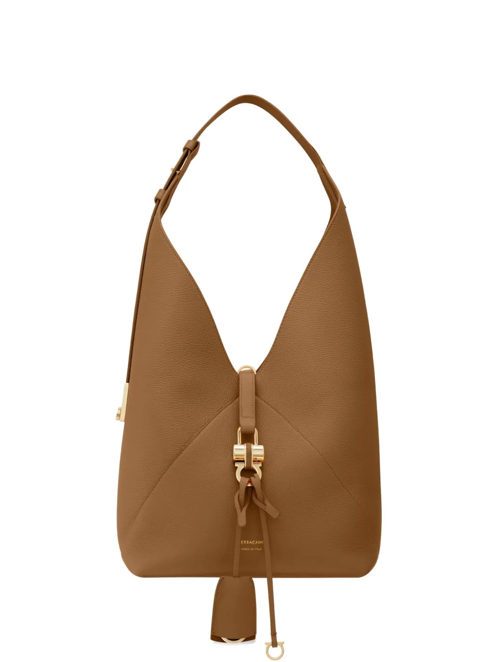 Ferragamo Borsa a spalla piccola a V - Marrone