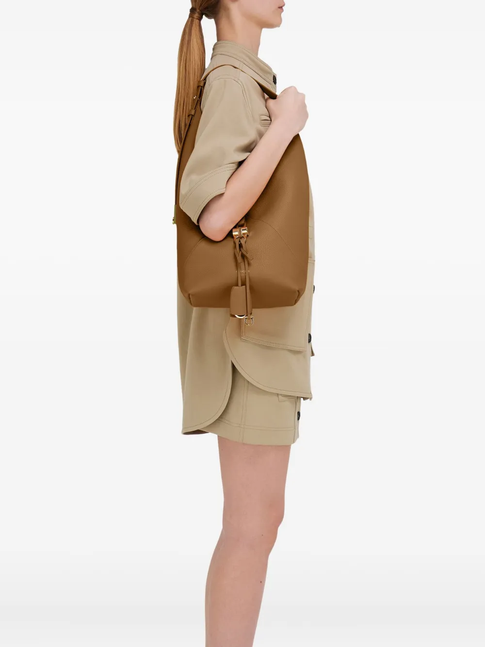 Ferragamo Kleine V-vormige schoudertas Bruin