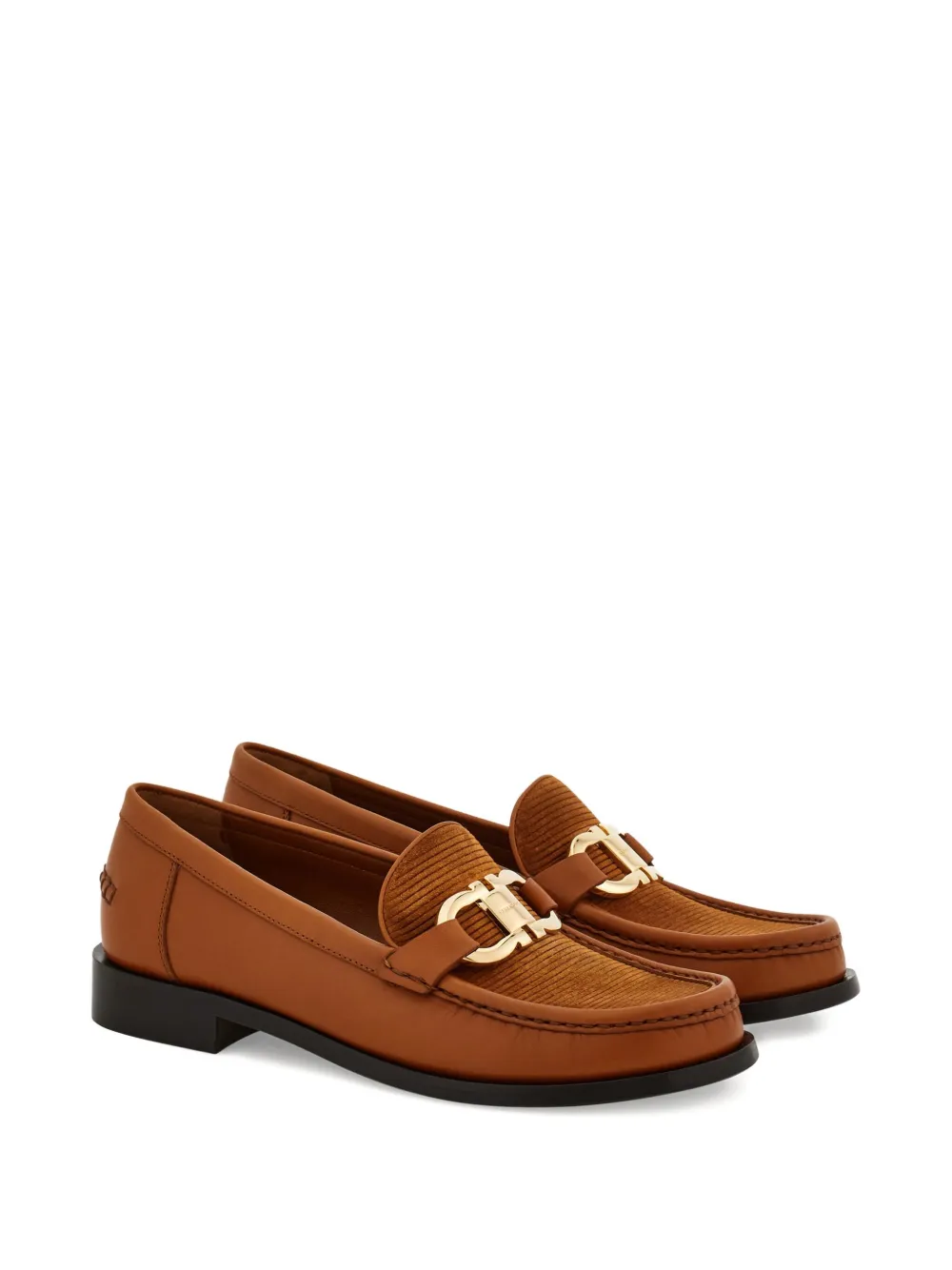 Ferragamo Moccasin With Gancini Ornament In Brown