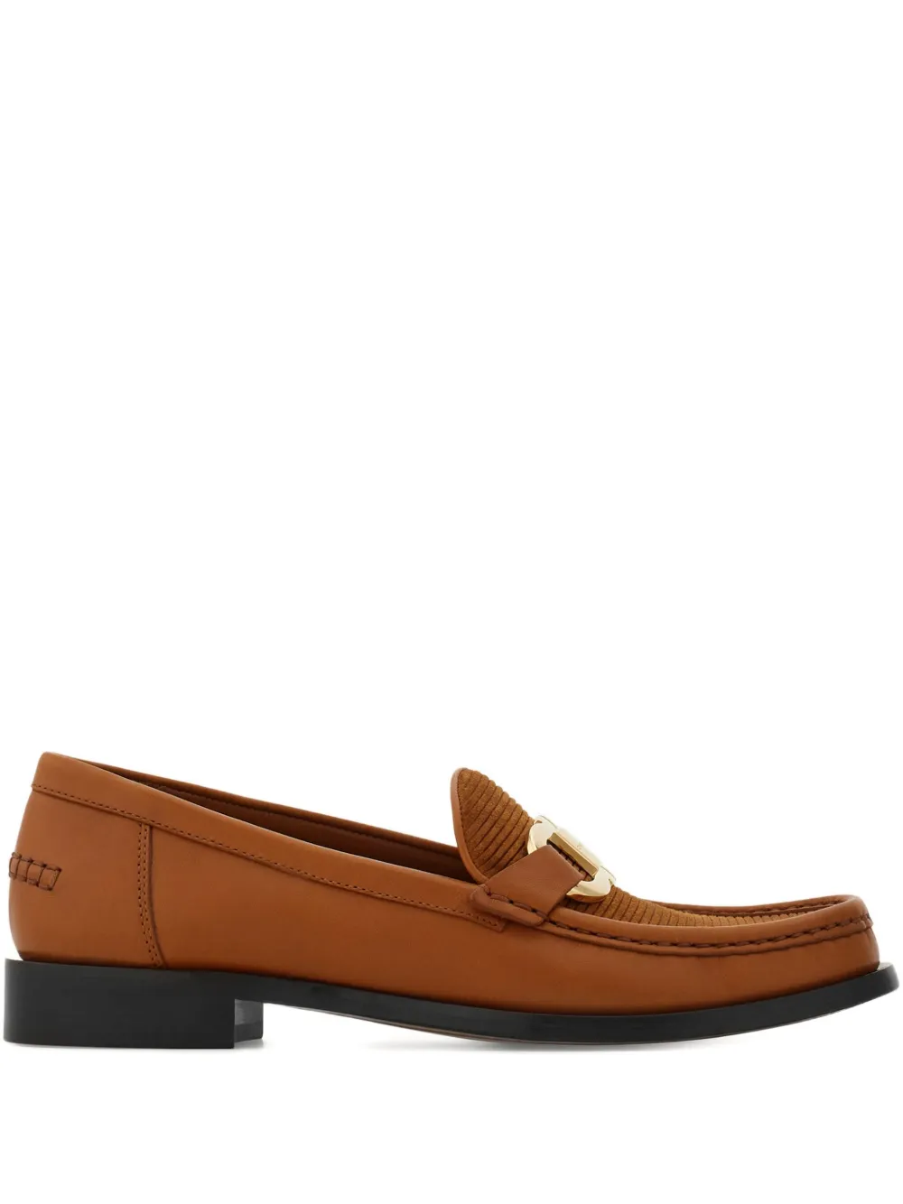 Ferragamo Moccasin With Gancini Ornament In Brown