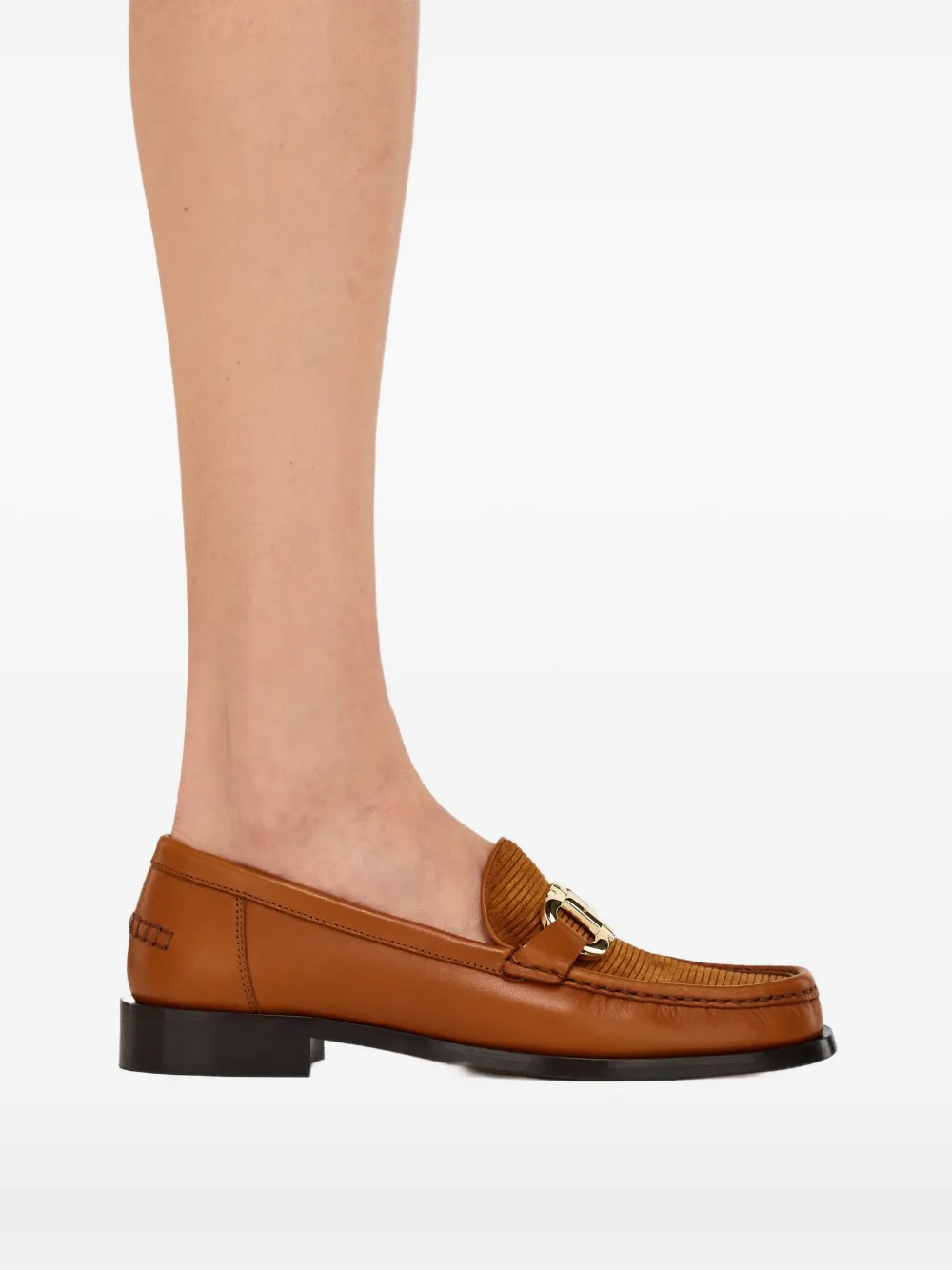 Ferragamo Moccasin With Gancini Ornament In Brown