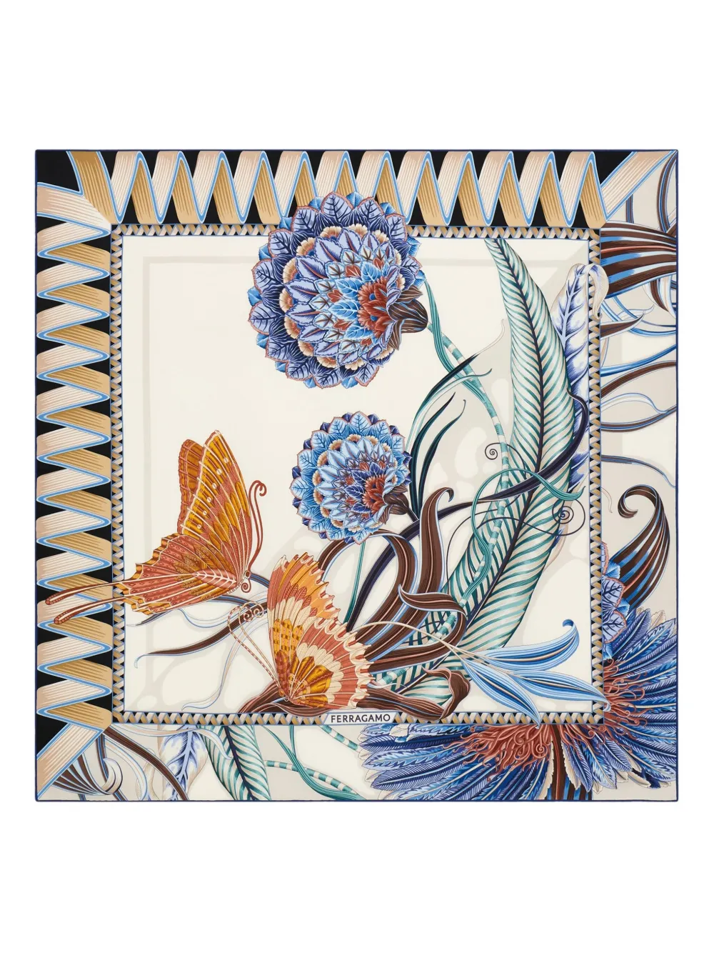 Ferragamo Zijden sjaal met print Blauw