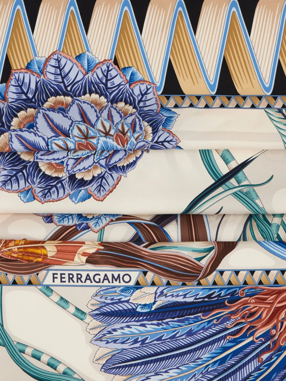 Ferragamo graphic-print silk scarf - Blauw