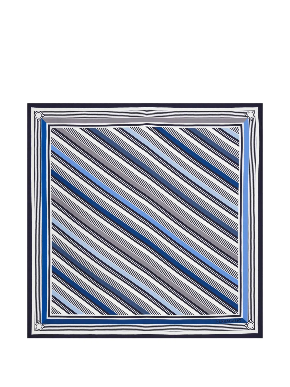 Ferragamo striped silk pocket square | Blue | Image 1