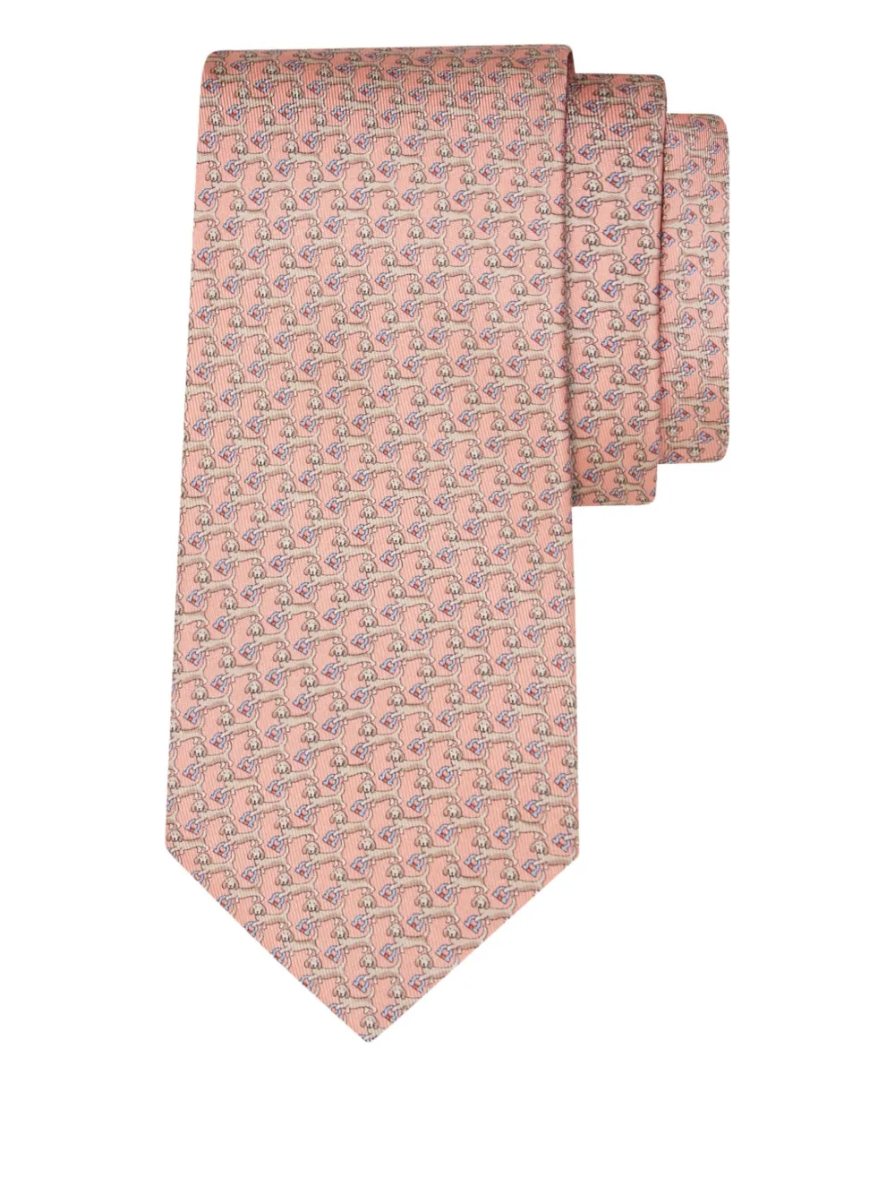 Ferragamo dachshund-printed silk tie | Pink | Image 1