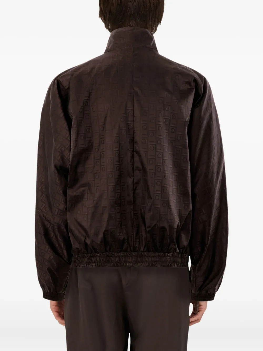 Ferragamo Logo-pattern Elastic-cuff Jacket In Brown