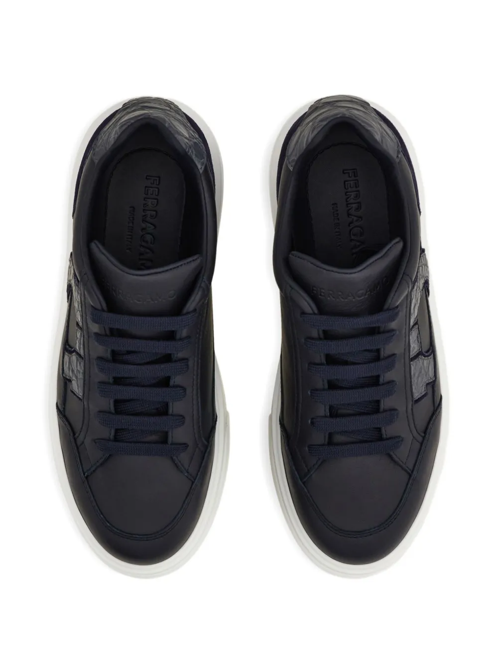 Ferragamo leather panelled sneakers Blue