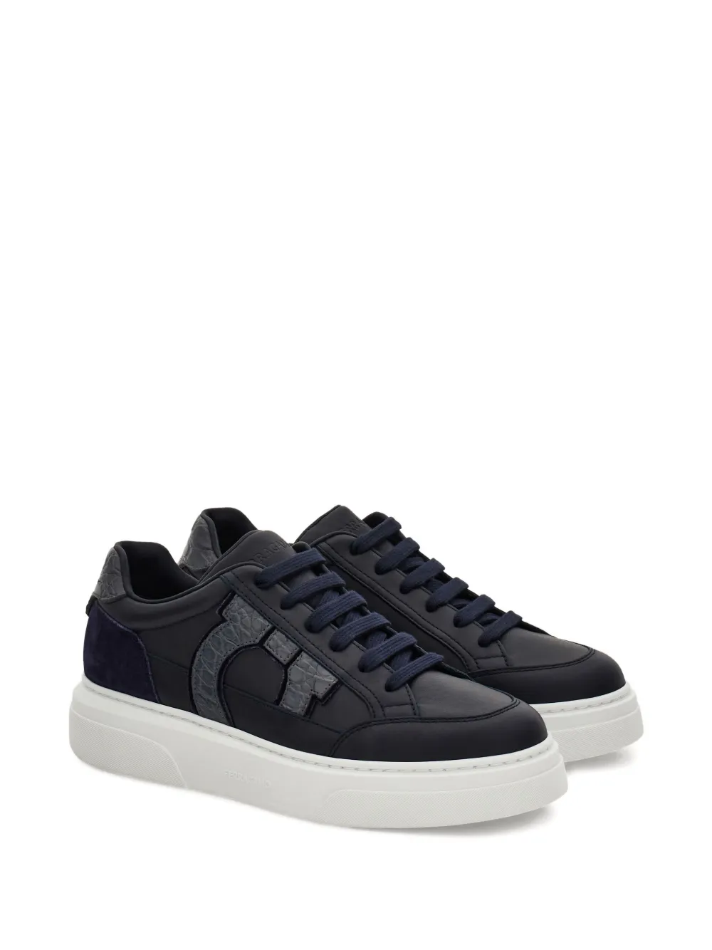 Ferragamo leather panelled sneakers Blue