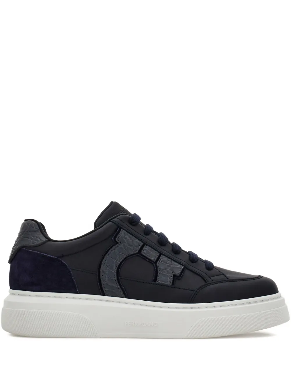 Ferragamo leather panelled sneakers Blue