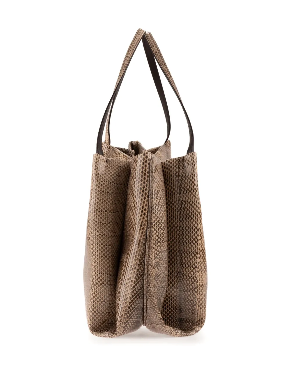 Ferragamo Large Snakeskin Tote Bag In Neutral