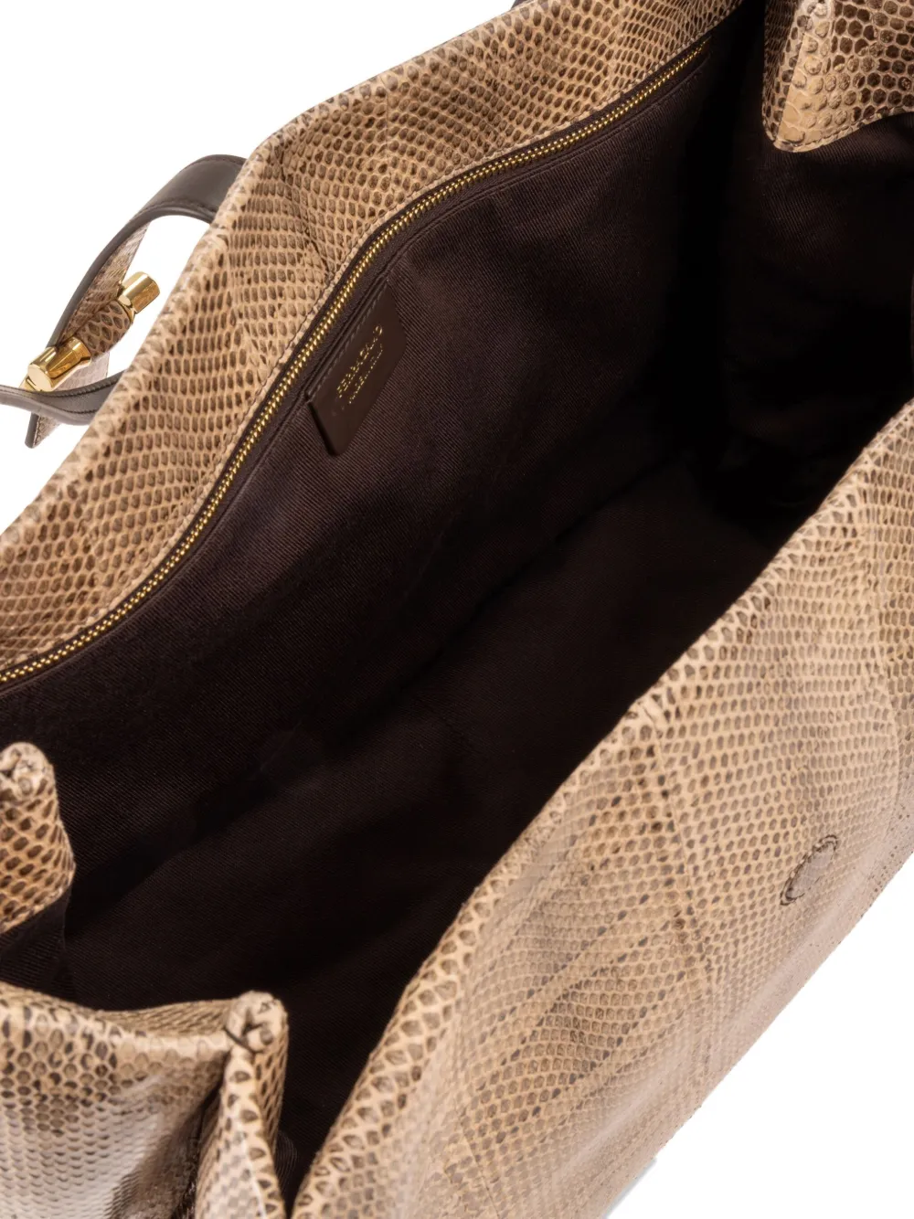 Ferragamo Large Snakeskin Tote Bag In Neutral