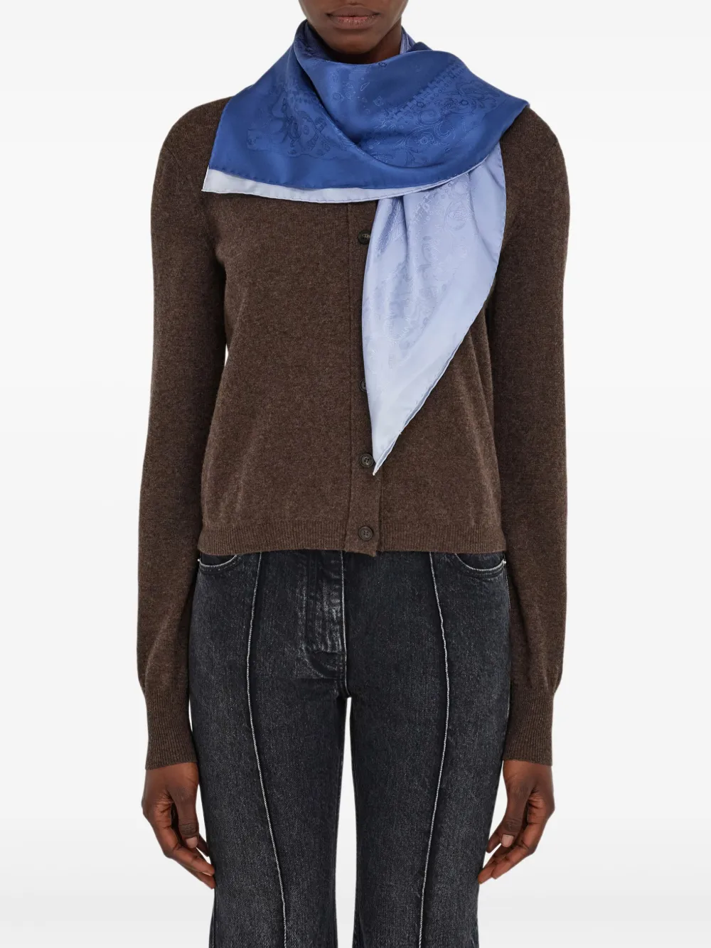 Ferragamo Zijden sjaal met palazzo jacquard Blauw
