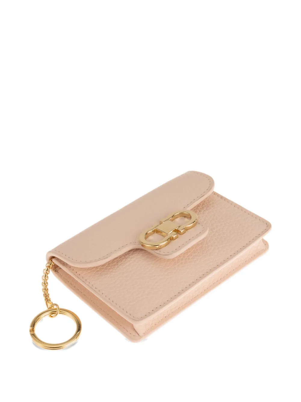 Ferragamo Gancini Calfskin Keyring Wallet In Pink