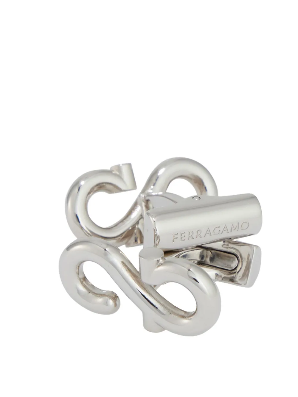 Ferragamo Manchetknopen met Gancini-haak Zilver