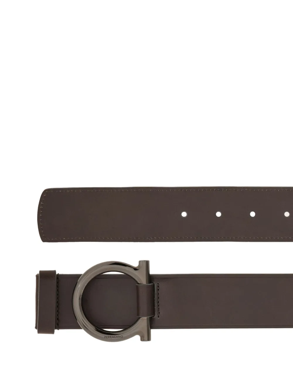 Ferragamo Gancini Leather Belt In Brown