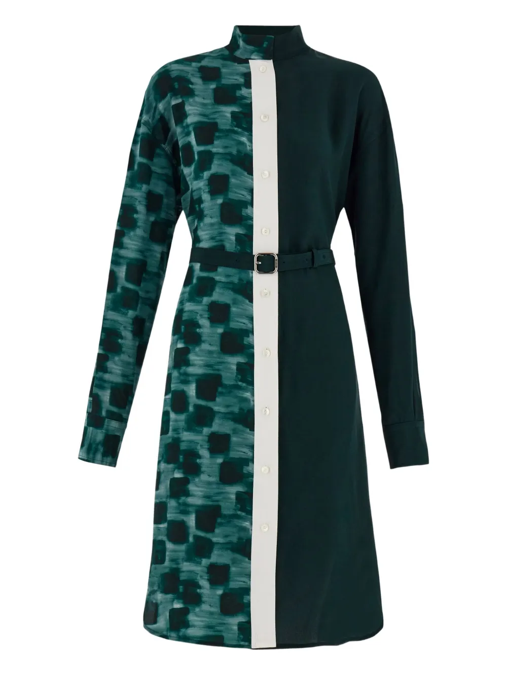 Ferragamo colour-blocked belted shirt dress | Green | Image 1