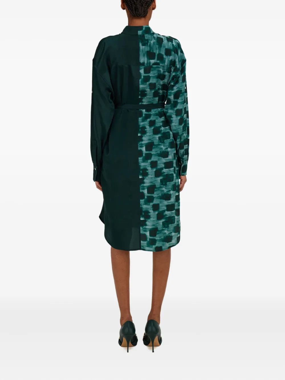 Ferragamo Blousejurk met colourblocking en ceintuur Groen