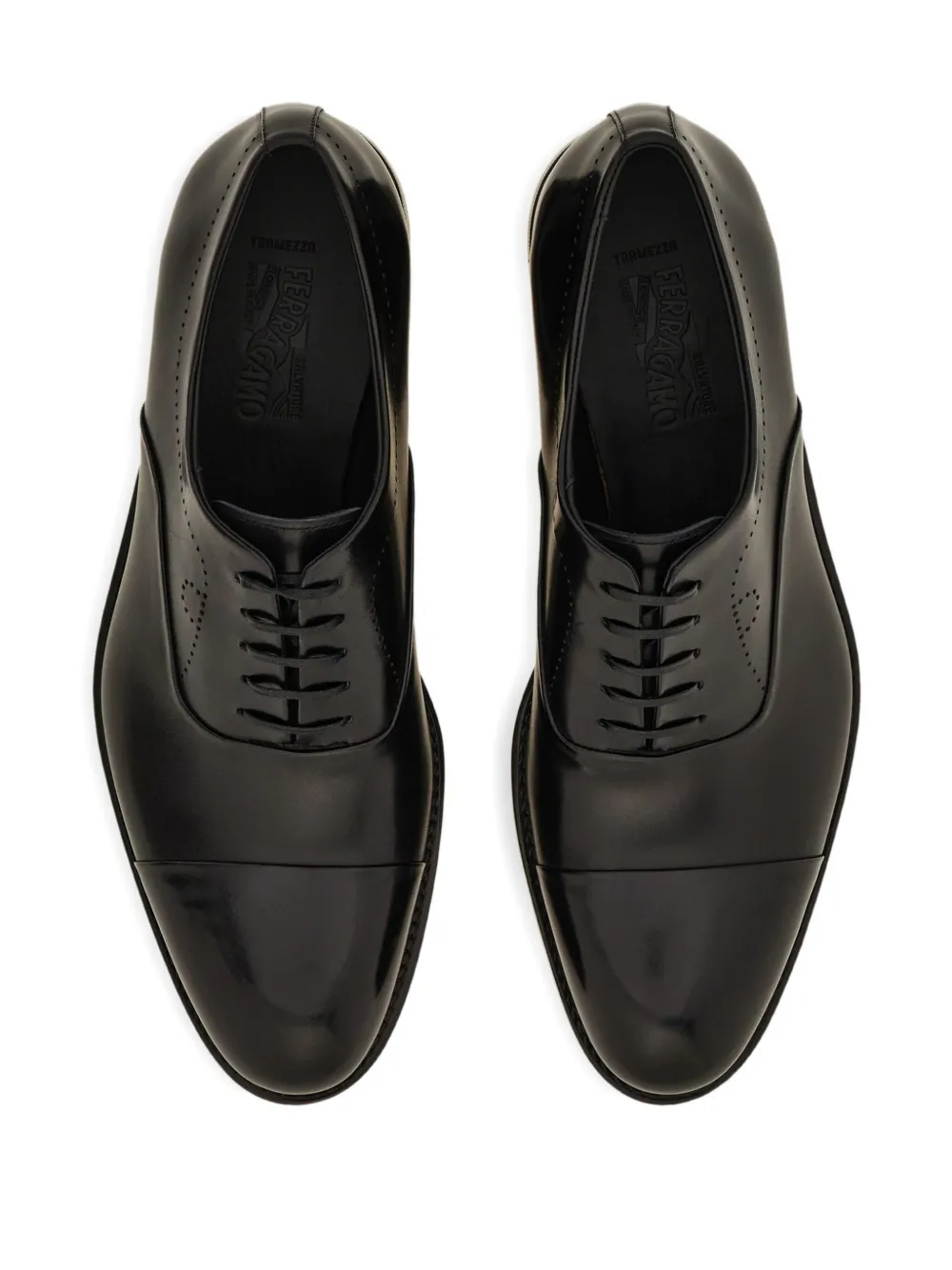 Ferragamo leather oxford shoes Black