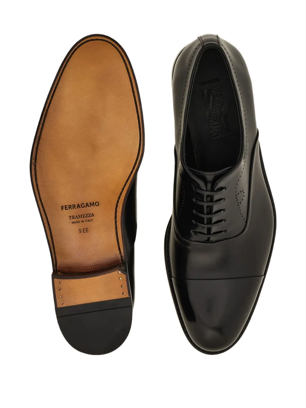 Ferragamo leather oxford shoes Black