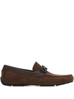 Ferragamo Gancini Suede Loafers | Brown | FARFETCH