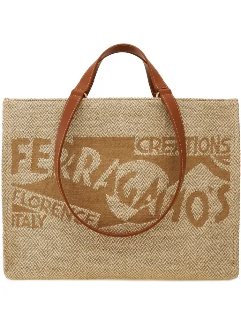 Ferragamo large logo-embroidered tote bag