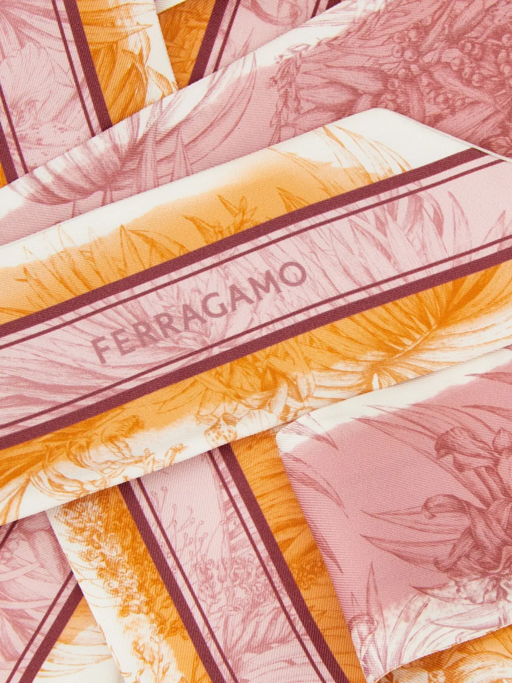 Ferragamo Zijden bandeau met Gravure-print Oranje